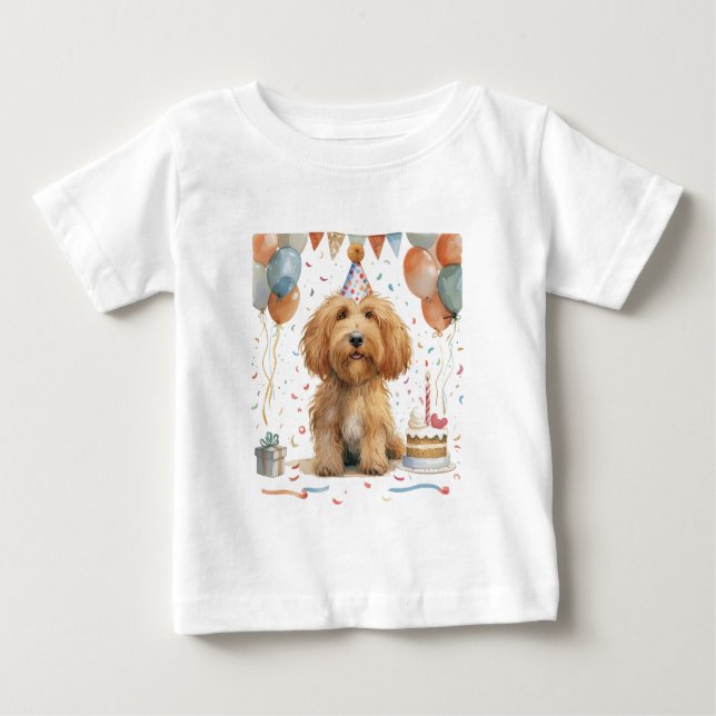 Camiseta Cachorro de Goldendoodle de Aniversário (Frente)