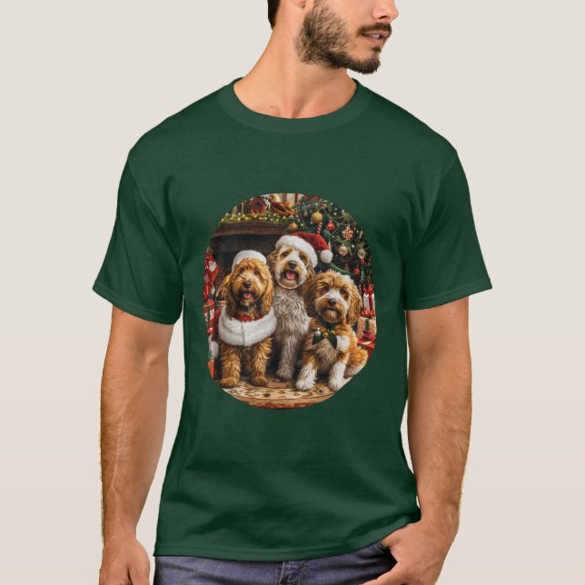 Camiseta Cachorro de Goldendoodle de Natal (Frente)