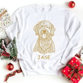 Camiseta Cachorro de Goldendoodle Desenho de Mão Personaliz