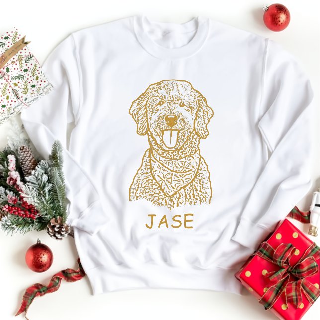 Camiseta Cachorro de Goldendoodle Desenho de Mão Personaliz (Criador carregado)