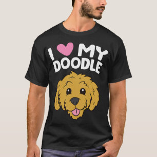 Camiseta Cachorro de Goldendoodle Eu Amo Meu Ouro Engraçad