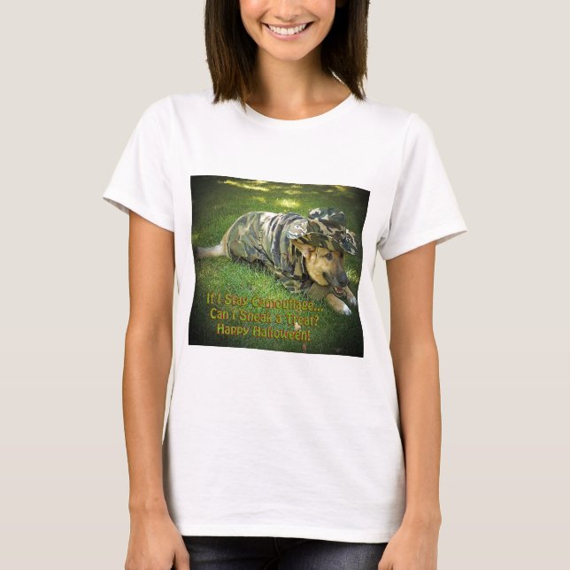 Camiseta Cachorro de Halloween em Camouflage (Frente)