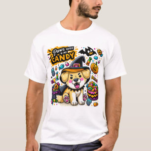 Camiseta Cachorro de Halloween Zangado de Chapéu de Bruxa A