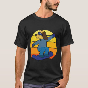 Camiseta Cachorro De Inverno No Snowboard Para Mulheres