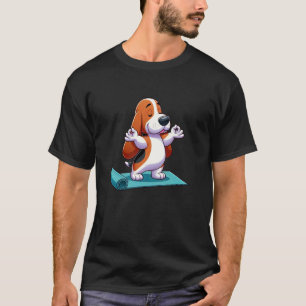 Camiseta Cachorro de Ioga Basset Hound Engraçado Meditação