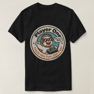 Camiseta Cachorro de Jogos Retrô "Latido do Vencedor!" Gráf