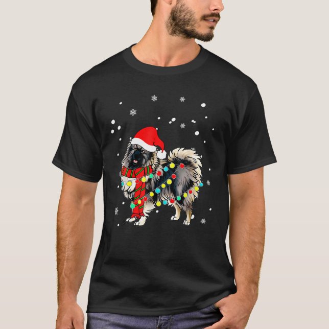 Camiseta Cachorro de Keeshond Papai Noel Cachorro de Natal  (Frente)