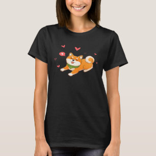 Camiseta Cachorro de Mens Shiba Inu Cute com Corações