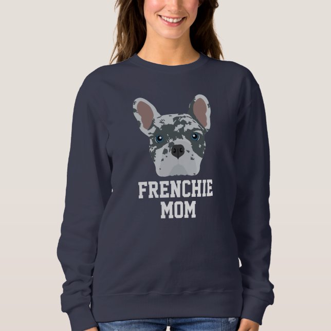 Camiseta Cachorro de Merle Frenchie, azul, bonito Mãe (Frente)