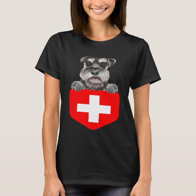 Camiseta Cachorro De Miniatura Da suiça Schnauzer No Bolso (Frente)