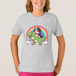 Camiseta Cachorro de Montanha Bonita Bernese Andando T-Rex 