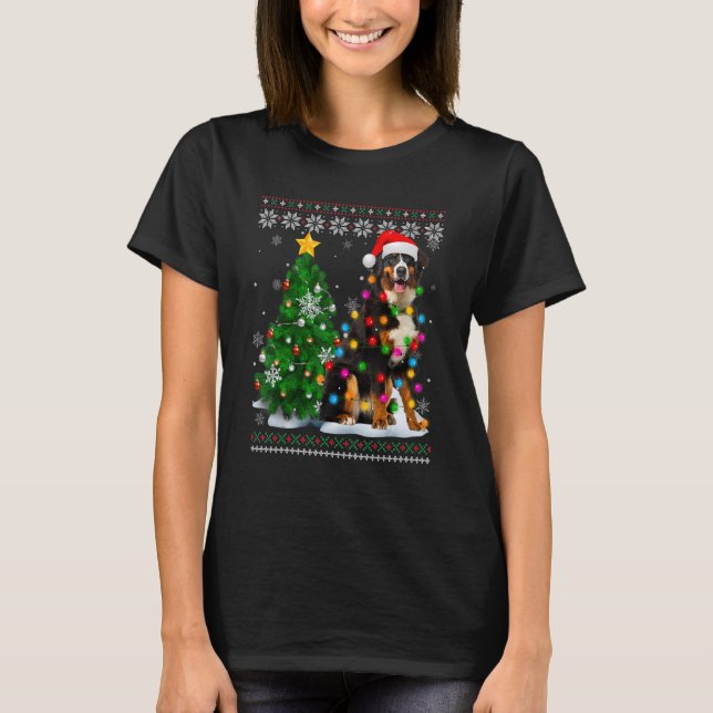 Camiseta Cachorro de Montanha de Bernese Santa Árvore de Na (Frente)