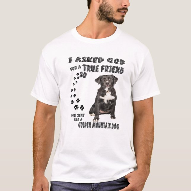 Camiseta Cachorro de Montanha ouro Citação de Mãe Pai Figur (Frente)
