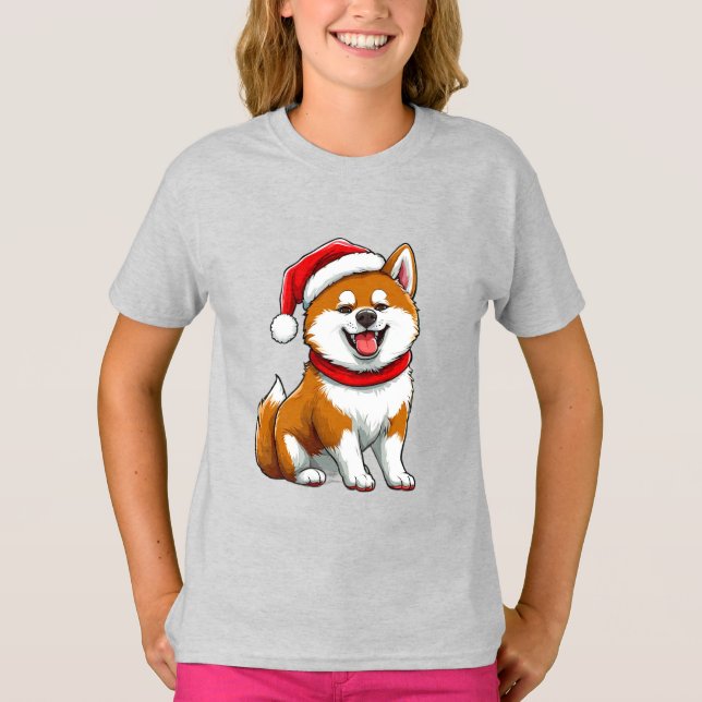 Camiseta Cachorro de Natal Adorável (Frente)