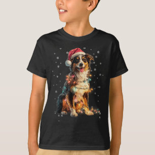 Camiseta Cachorro de Natal Australian Shepherd Papai Noel X