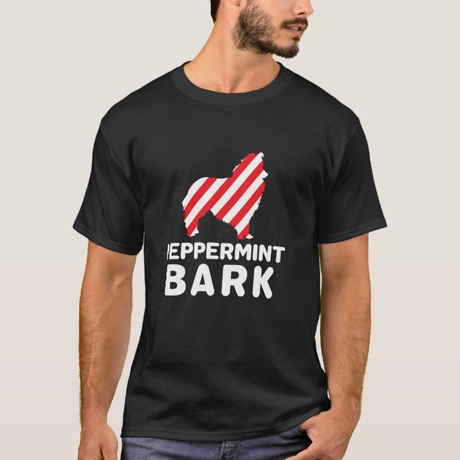 Camiseta Cachorro De Natal Bark De Peppermint Shetland Shee (Frente)