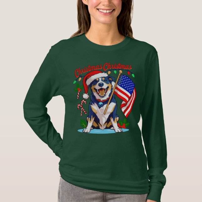 Camiseta Cachorro de Natal bonito (Frente)