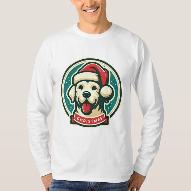 Camiseta Cachorro de Natal bonito (Frente)