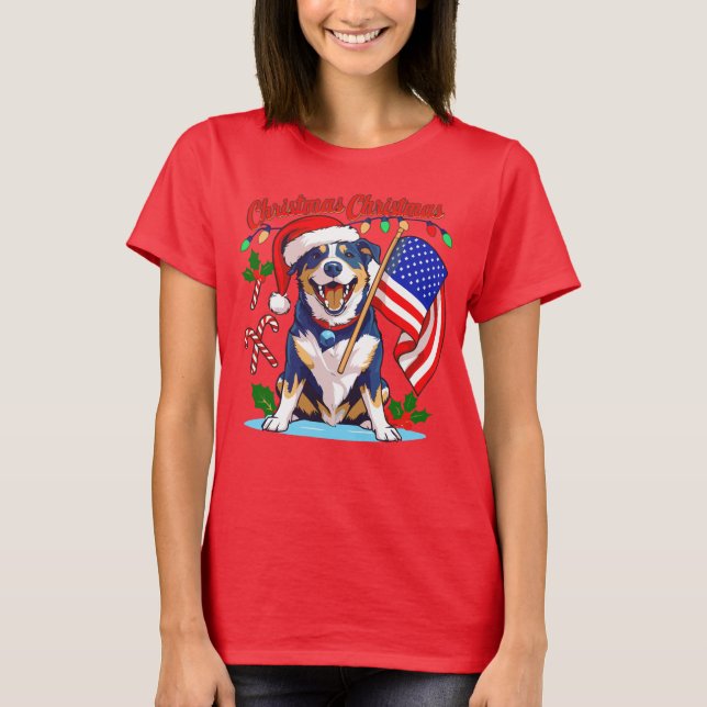 Camiseta Cachorro de Natal bonito (Frente)