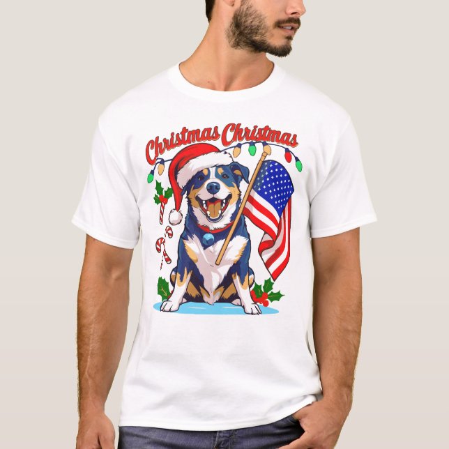 Camiseta Cachorro de Natal bonito (Frente)