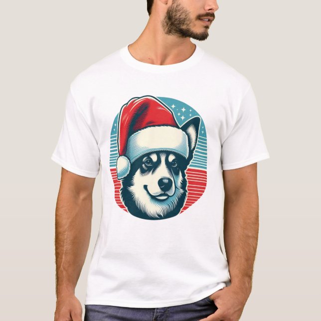 Camiseta Cachorro de Natal bonito (Frente)