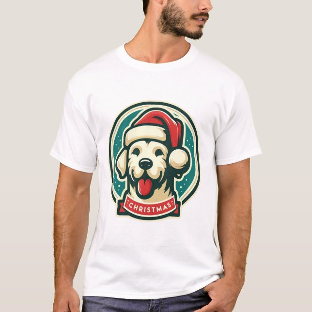 Camiseta Cachorro de Natal bonito (Frente)