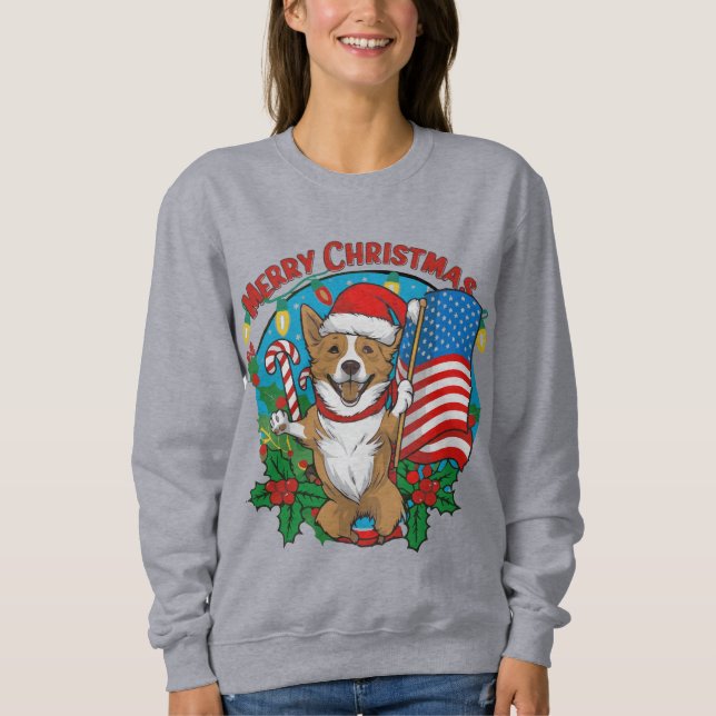 Camiseta Cachorro de Natal bonito (Frente)