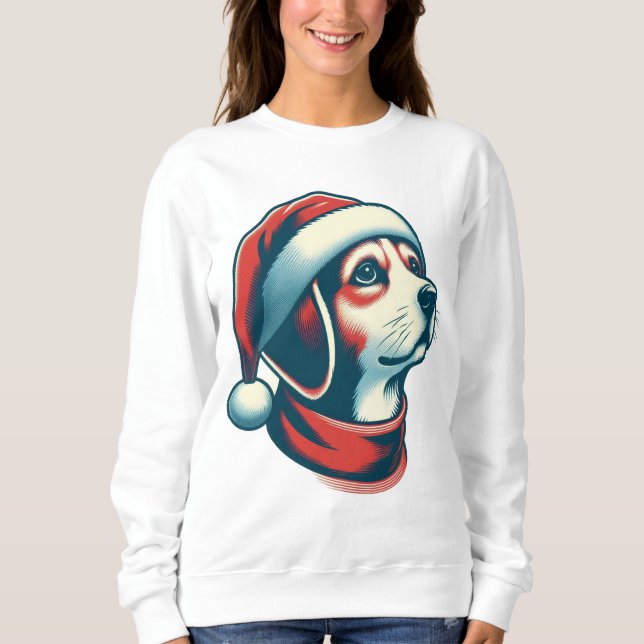 Camiseta Cachorro de Natal bonito perfeito para o presente  (Frente)