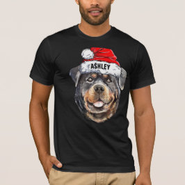 Camiseta Cachorro de Natal Bonito Rottweiler Grande
