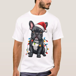 Camiseta Cachorro de Natal Bulldog Francês Natal Frenchie