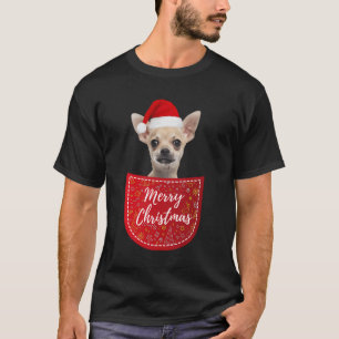 Camiseta Cachorro de Natal Chihuahua no Seu Bolso