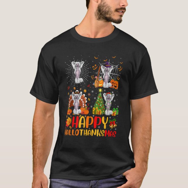 Camiseta Cachorro de Natal Chinês Crestado Hallothan (Frente)