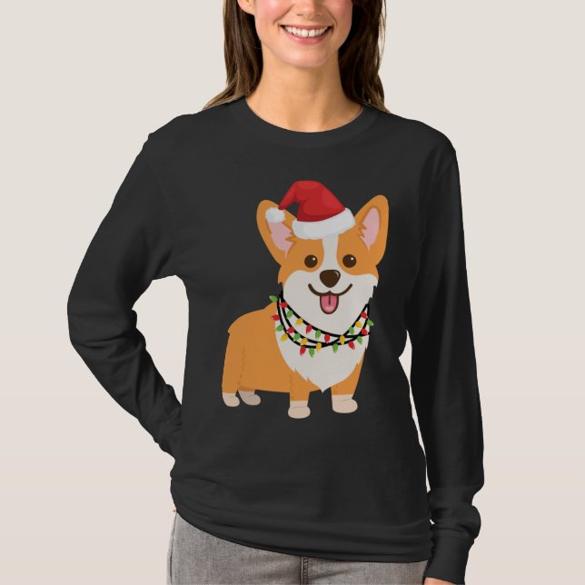 Camiseta Cachorro de Natal com Papai Noel e Natal L (Frente)