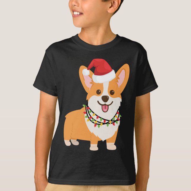 Camiseta Cachorro de Natal com Papai Noel e Natal L (Frente)