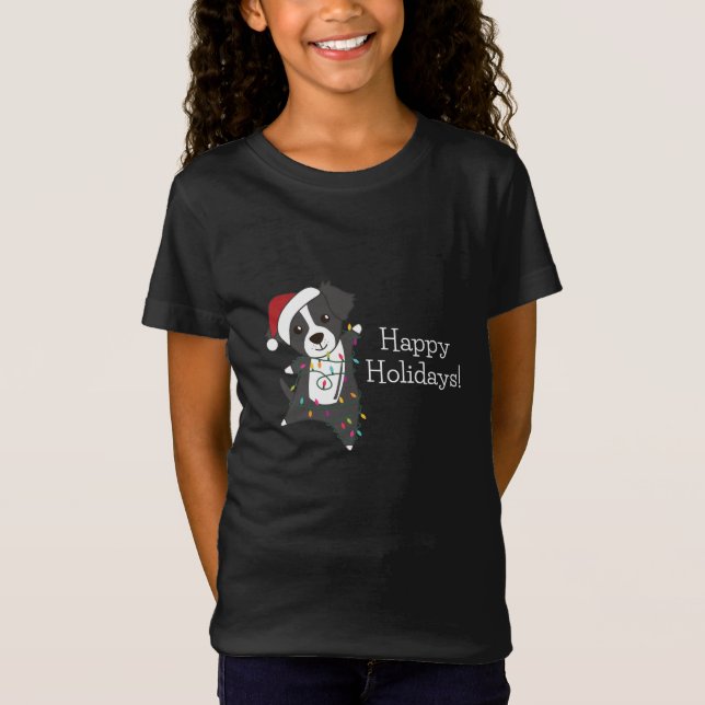 Camiseta Cachorro de Natal da Fronteira Cachorro de inverno (Frente)
