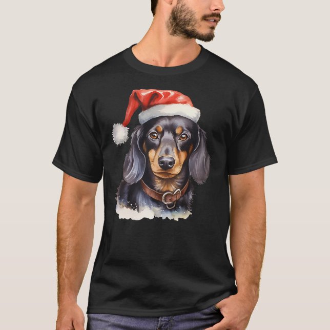 Camiseta Cachorro de Natal Dachshund (Frente)