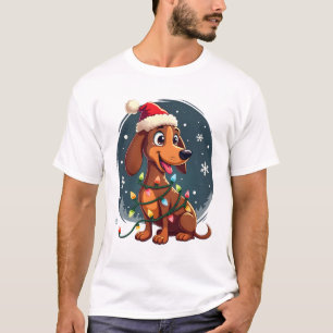 Camiseta Cachorro de Natal Dachshund Papai Noel Xmas Wiener