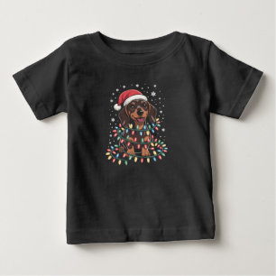 Camiseta Cachorro de Natal Dachshund Papai Noel Xmas Wiener