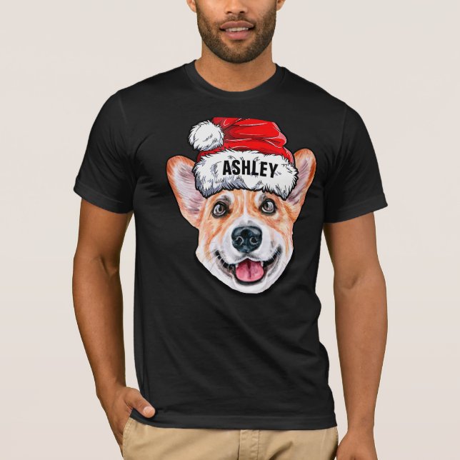 Camiseta Cachorro de Natal de Corgi Bonito Grande (Frente)