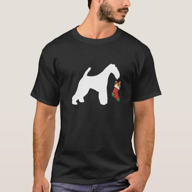 Camiseta Cachorro de Natal de Fio Fox Terrier (Frente)