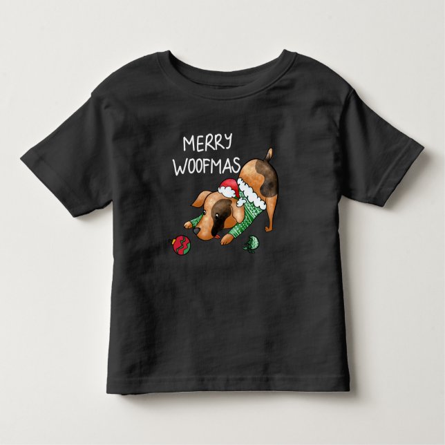 Camiseta Cachorro de Natal de Woofmas Feliz (Frente)