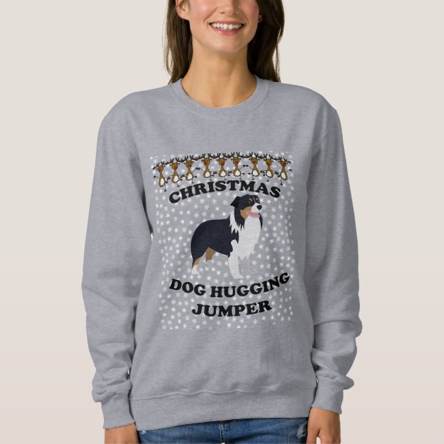 Camiseta Cachorro de Natal do Bernese Mountain dog Hugging (Frente)