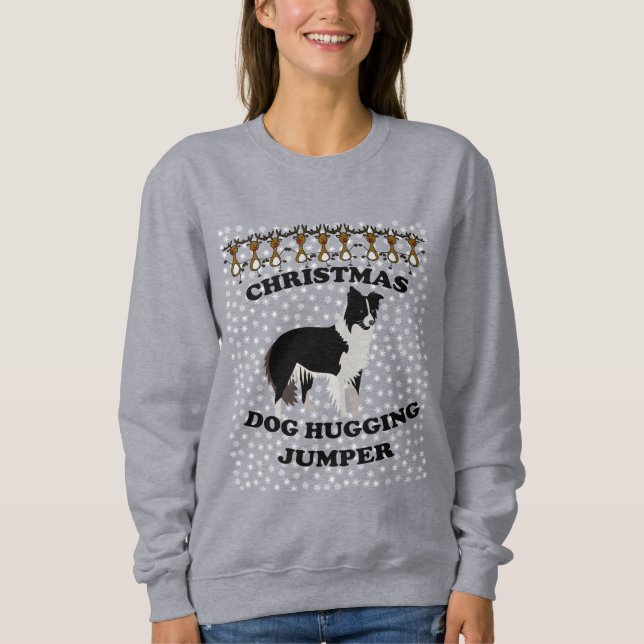Camiseta Cachorro de Natal do Collie Hugging (Frente)