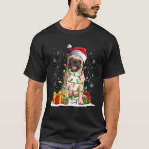 Camiseta Cachorro de Natal Doce Pug Pajama Homens Vindo