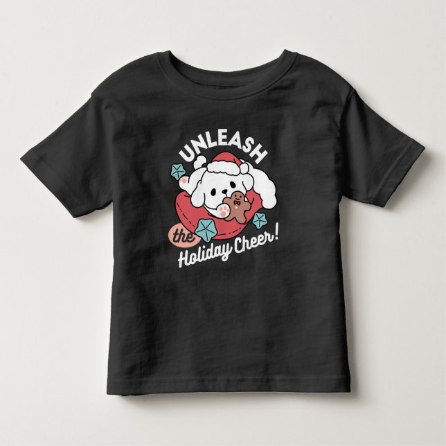 Camiseta Cachorro de Natal em Santa Hat - Feriado Cheque pa (Frente)