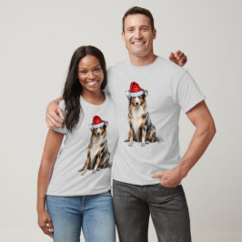Camiseta Cachorro de Natal Engraçado com Pastor Australiano
