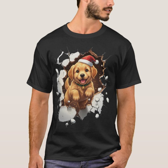 Camiseta Cachorro de Natal Engraçado e Fofo (Frente)