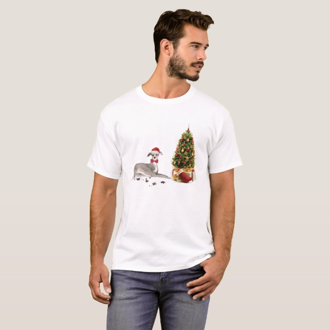 Camiseta Cachorro de Natal Engraçado Italiano Greyhound (Frente Completa)