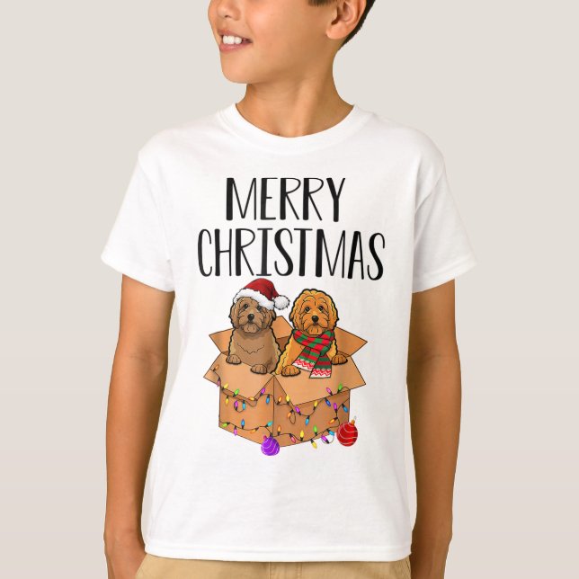 Camiseta Cachorro de Natal Feliz Natal Xmas Doodle (Frente)