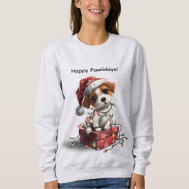 Camiseta Cachorro de Natal Fofo em Caixa de Presente